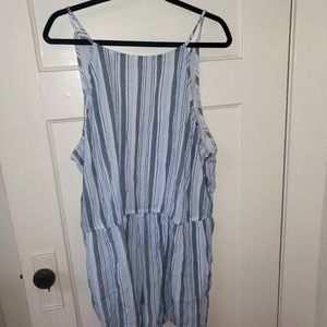 SO Plus women's blue striped rompers 1X